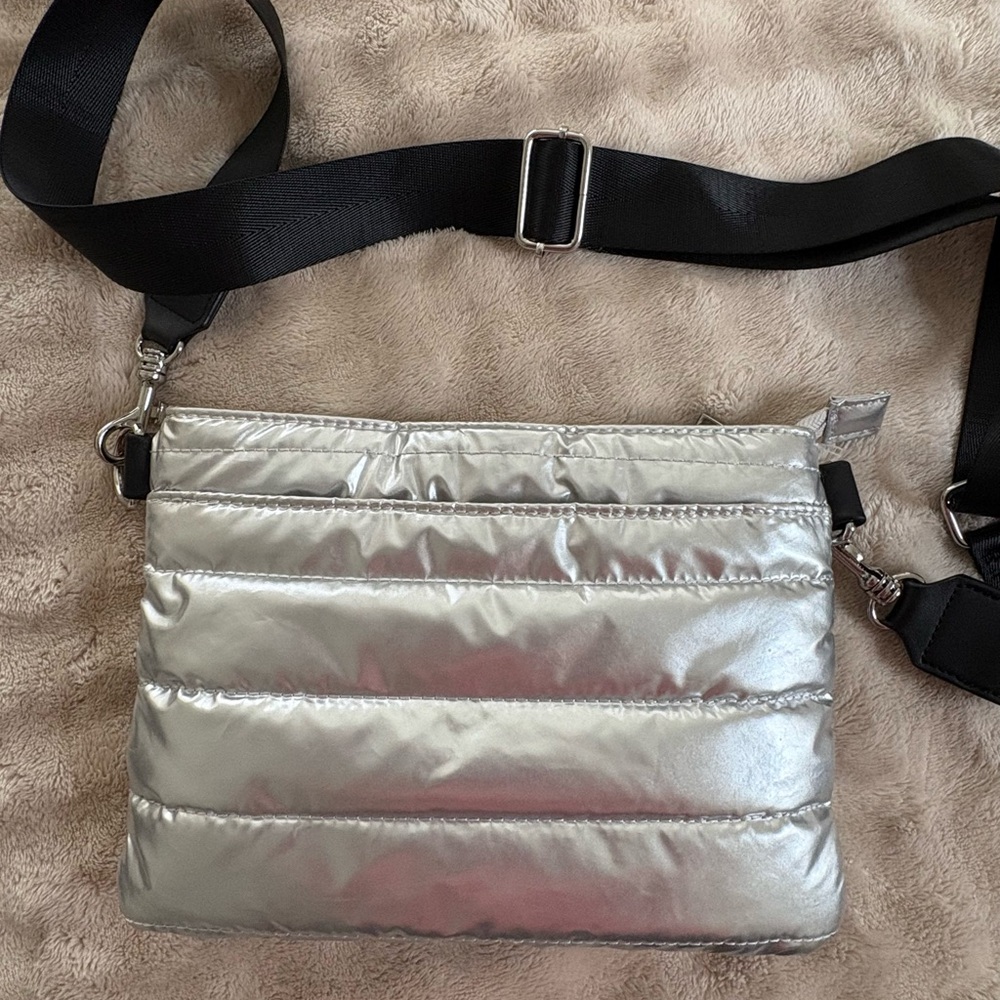 Silver Quilted Crossbody Bag